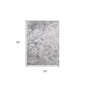 5 x 8 Silver and Gray Abstract Area Rug