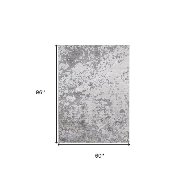 5 x 8 Silver and Gray Abstract Area Rug