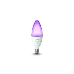 White and Color Ambiance E12 LED 40W Equivalent Dimmable Decorative Candle Smart Wireless Light Bulb