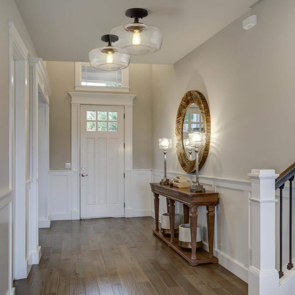 Marfa 17" Glass & Bronze Farmhouse LED Ceiling Light