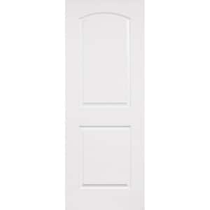 18 in. x 80 in. 2 Panel Roundtop No Bore Solid Core White Primed Wood Interior Door Slab