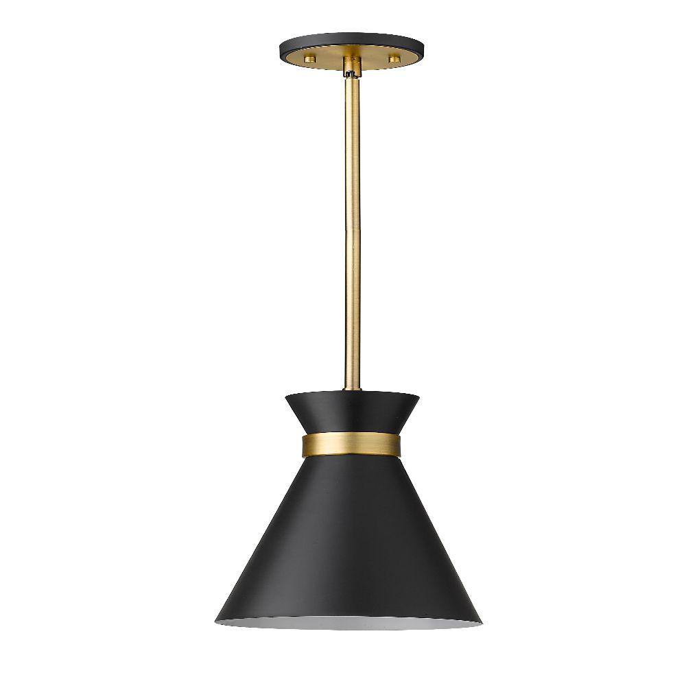 Soriano 8" Matte Black and Heritage Brass Steel Globe Pendant Light