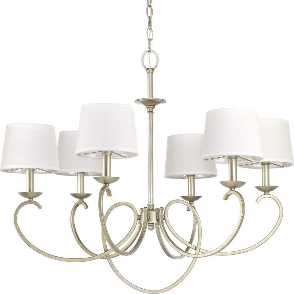 Savor Collection 6-Light Silver Ridge Chandelier with Shade -  Progress Lighting, 785247216109