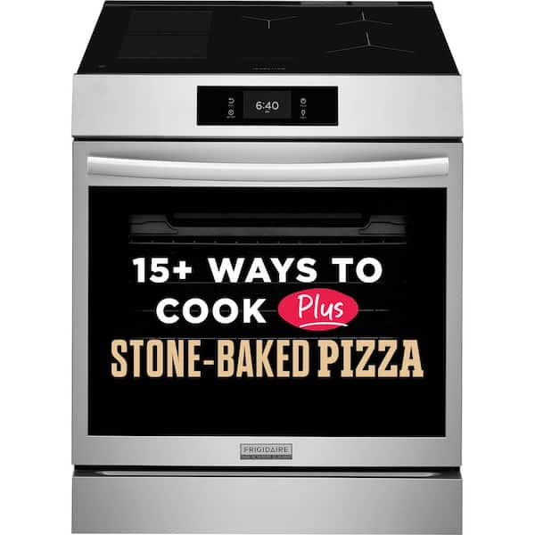 Gallery 30 in. 5-Burner Freestanding Induction Range in Smudge-Proof Stainless Steel with Stone-Baked Pizza