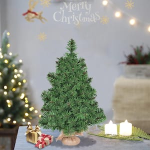 2 ft.Green Tabletop Unlit Christmas Tree in Burlap Base