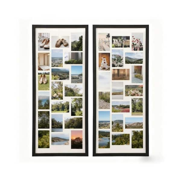 (Set of 2) 20-Pack 4" x 6" Black Wood Collage Frame for Wall or Tabletop Decor