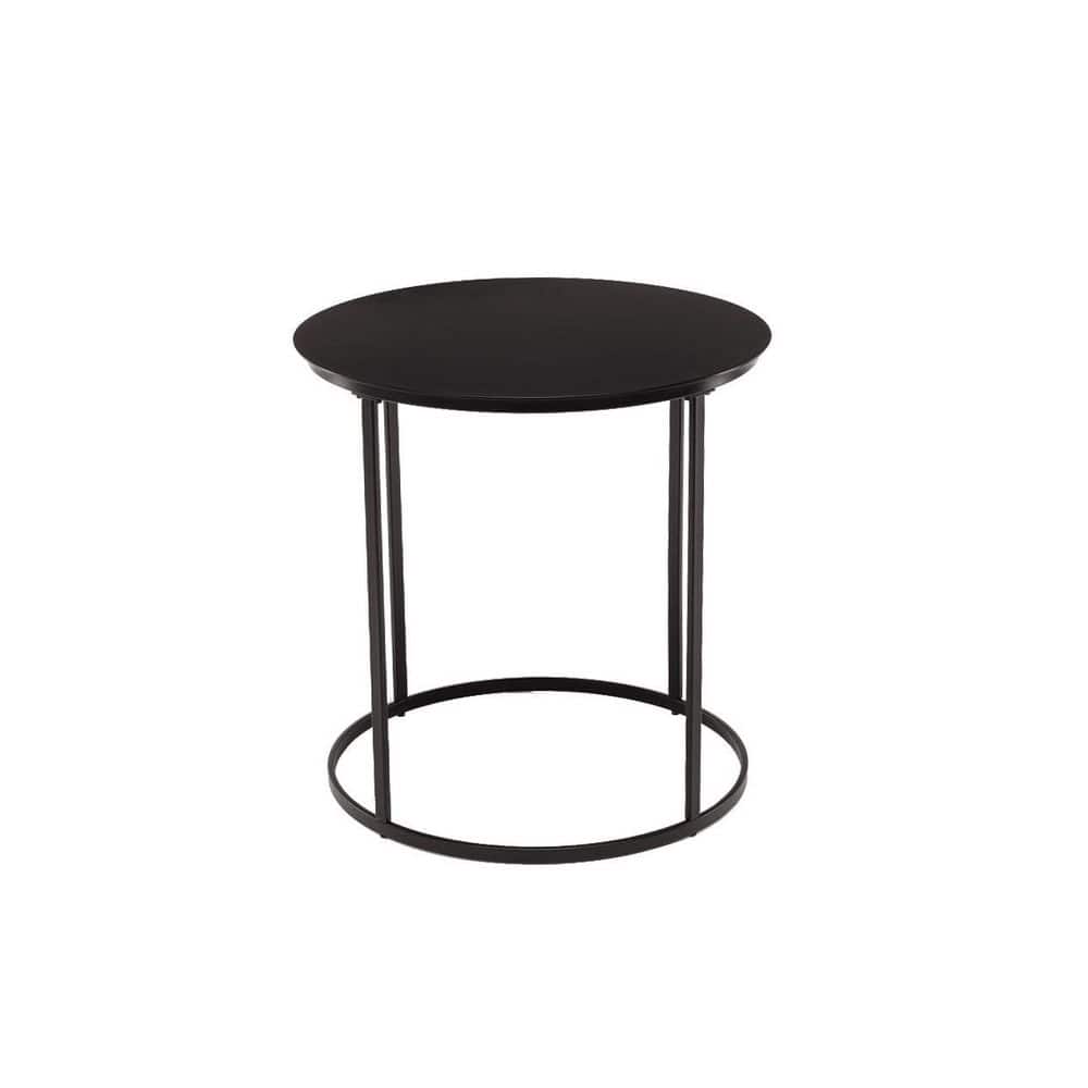 Landon 24 in. Black Round Metal End Table