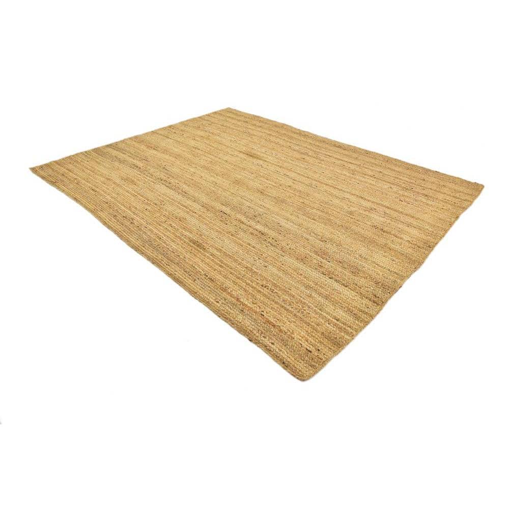 Handmade Reversible Braided Jute and Cotton Rug 8' x 10' - Natural Brown