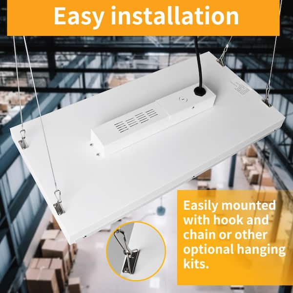 Bieuoram 2 ft. 100-Watt Integrated LED White High Bay Light 5000K Industrial Workshop Linear Hanging Light（4-Pack）
