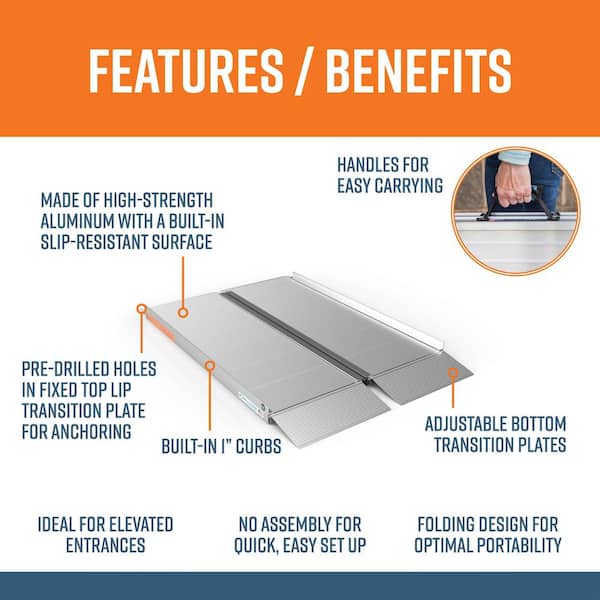 SUITCASE 4 ft. Singlefold Portable Aluminum Wheelchair Ramp