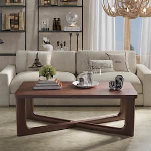 50 in. Walnut Color Large Rectangle Solid Wood Oak Coffee Table