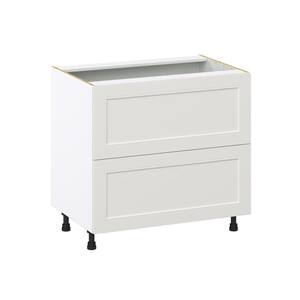 J COLLECTION Littleton Painted Light Gray Assembled Cooktop Base Kitchen Cabinet with 2 Drawers (36 in. W x 34.5 in. H x 24 in. D)