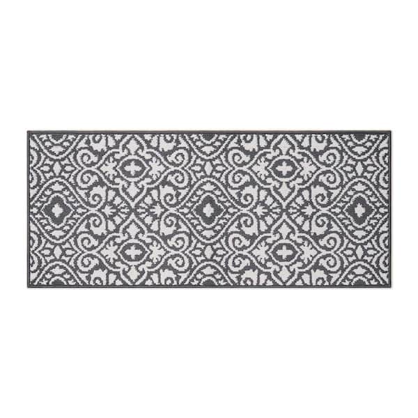 Feya 2- Tone Dark Grey/Ivory 2 ft. x 5 ft. Tufted Persian Polypropylene Runner Rug