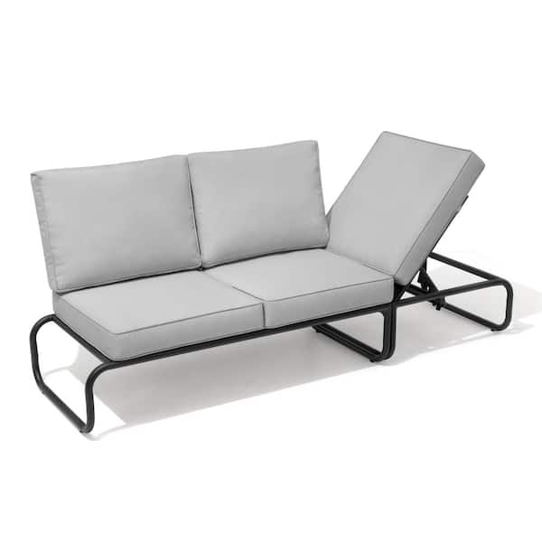 Crestlive Products Aluminum Leisure Adjustable Outdoor Day Bed with Cushions in Light Gray