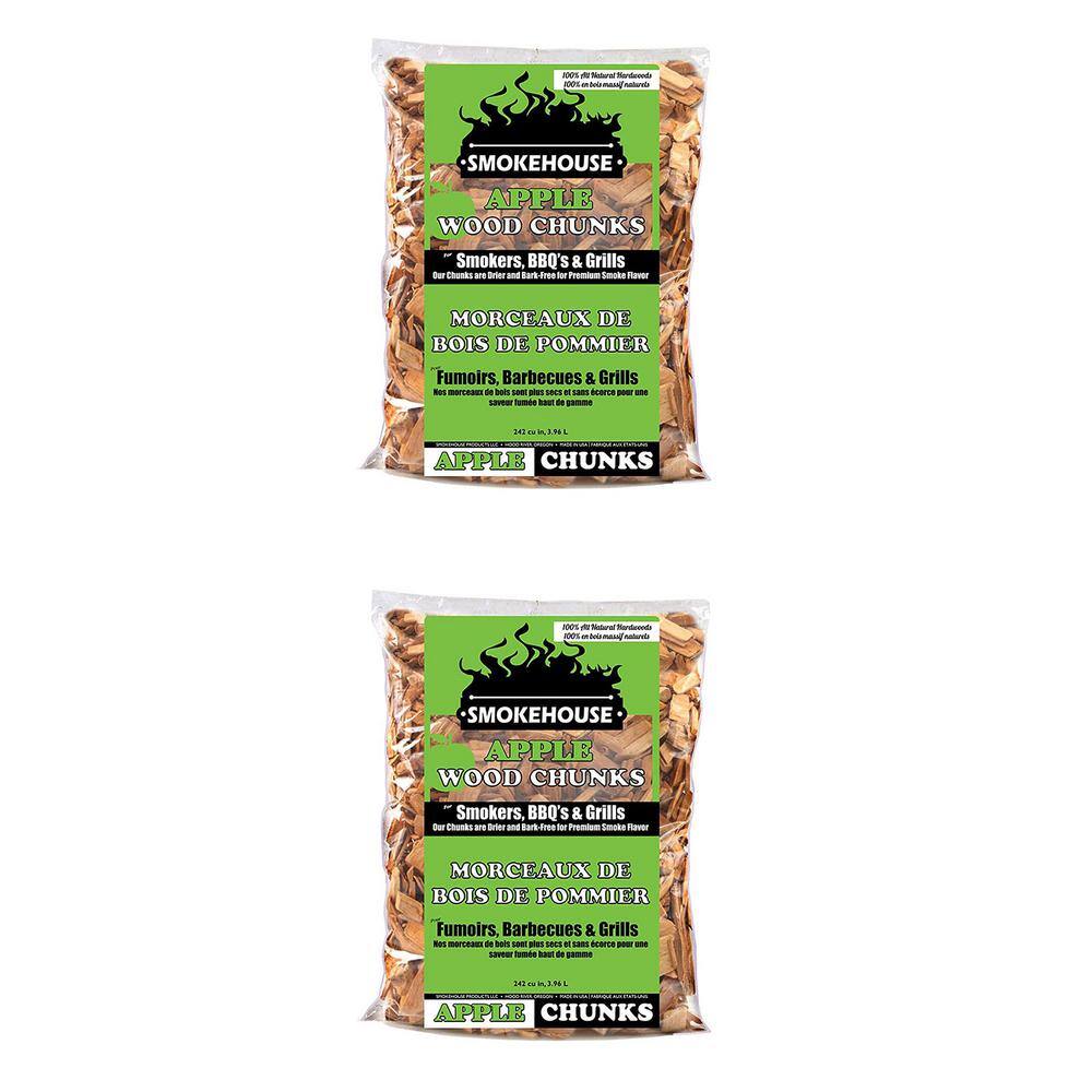 Smokehouse All Natural Flavored Apple Wood Chunks for Grilling and BBQ 2 Pack 