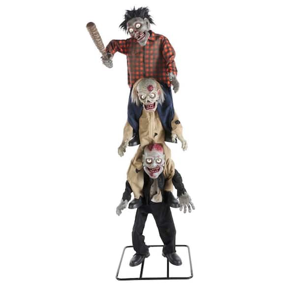 7.5 ft. Gruesome Grounds Animated LED Zombie Stack Trio H6