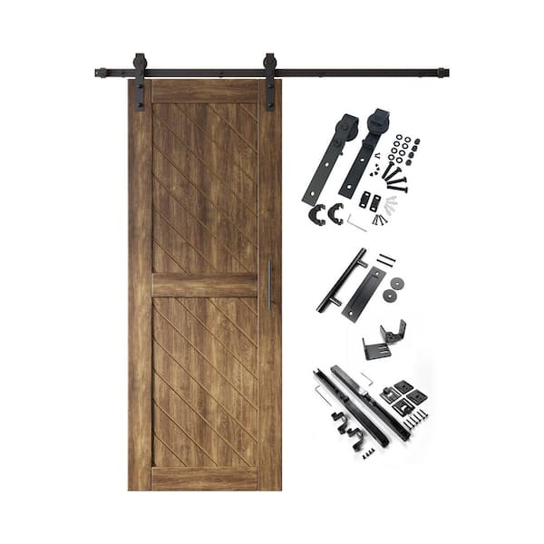 HOMACER XT2 50 in. x 80 in. C-Panel Dark Walnut Slanted Stripe
