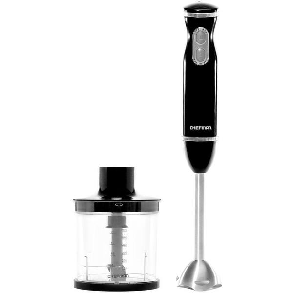 Chefman Hand Blender with Food Chopper Attachment in Black