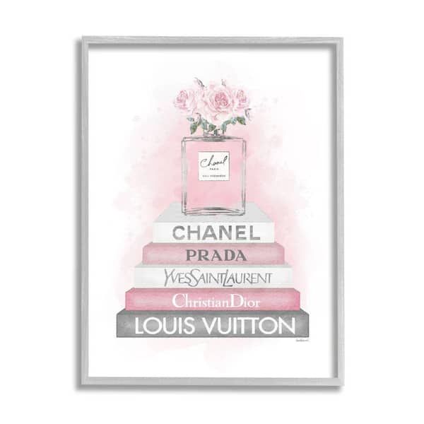 Stupell Industries "Pink Roses Perfume Bottle Glam Fashion Bookstack" by Amanda Greenwood Framed Nature Wall Art Print 16 in. x 20 in.