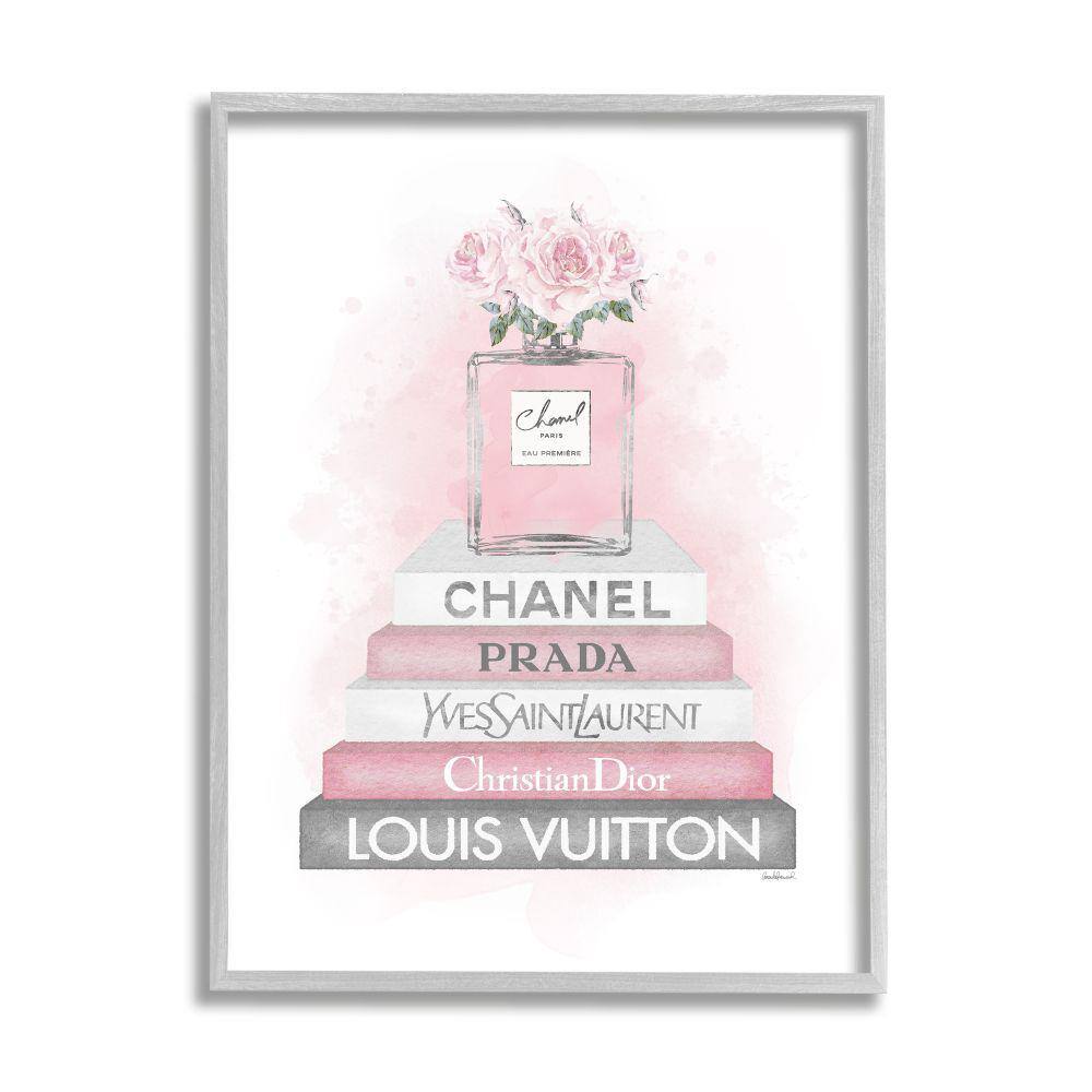 Pink Roses Perfume Bottle Glam Fashion Bookstack by Amanda Greenwood Framed Nature Wall Art Print 24 in. x 30 in. price history on PriceWatchPro