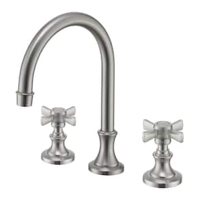 8 in. Widespread 2 Handle Bathroom Faucet with Pop-up Drain in Brushed Nickel
