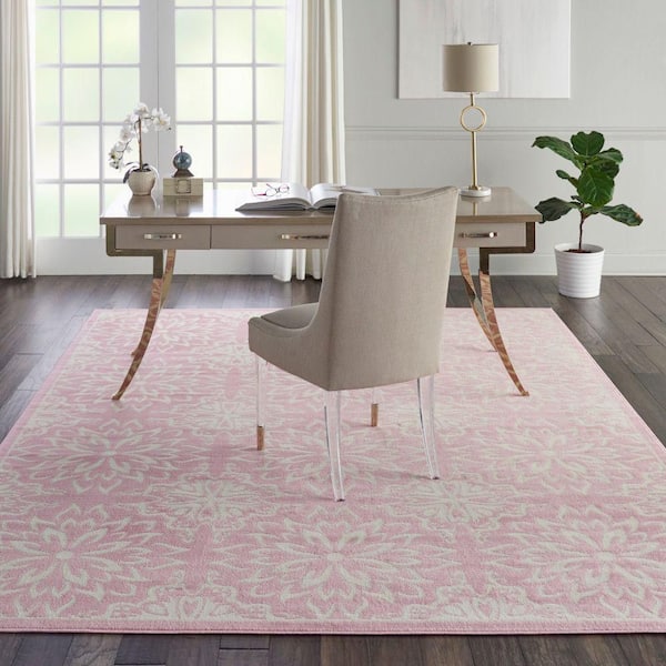 Jubilant Ivory/Pink 8 ft. x 10 ft. Moroccan Farmhouse Area Rug