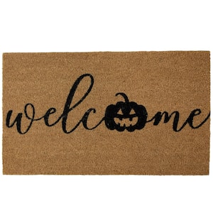 Brown Natural Coir Pumpkin Welcome Halloween Doormat 18 in. x 30 in.