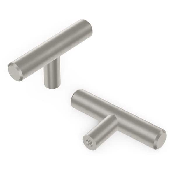 HICKORY HARDWARE Bar Pulls T-Knob 2-3/8 in. x 1/2 in. Stainless Steel Cabinet Knob (10-Pack)