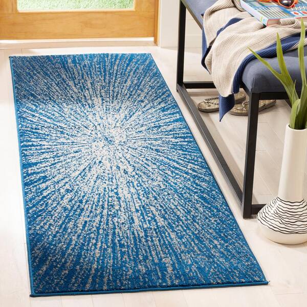 Evoke Navy/Ivory 2 ft. x 9 ft. Geometric Runner Rug