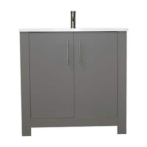 Austin 36 in. W x 20 in. D Bath Vanity in Gray with Acrylic Vanity Top in White with White Basin