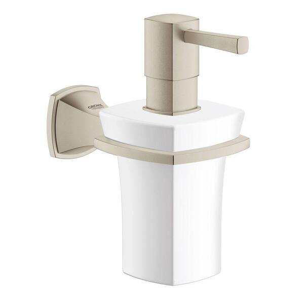 GROHE Grandera Wall-Mounted Ceramic Soap Dispenser with Holder in Brushed Nickel InfinityFinish