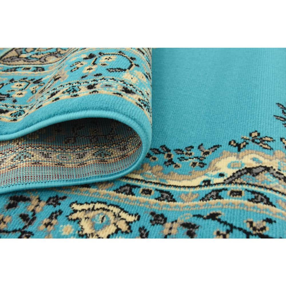 Turquoise Rectangular Medallion Synthetic 5' x 8' Area Rug