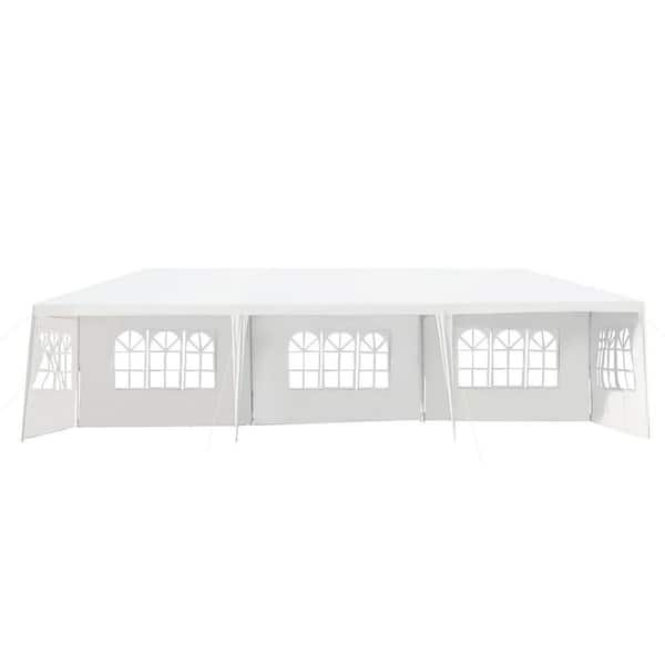 10 ft. x 30 ft. White Canopy Tent with 5 Removable Sidewalls for Party Wedding