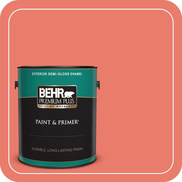 BEHR PREMIUM PLUS 1 gal. #180B-5 Cool Lava Semi-Gloss Enamel Exterior Paint & Primer