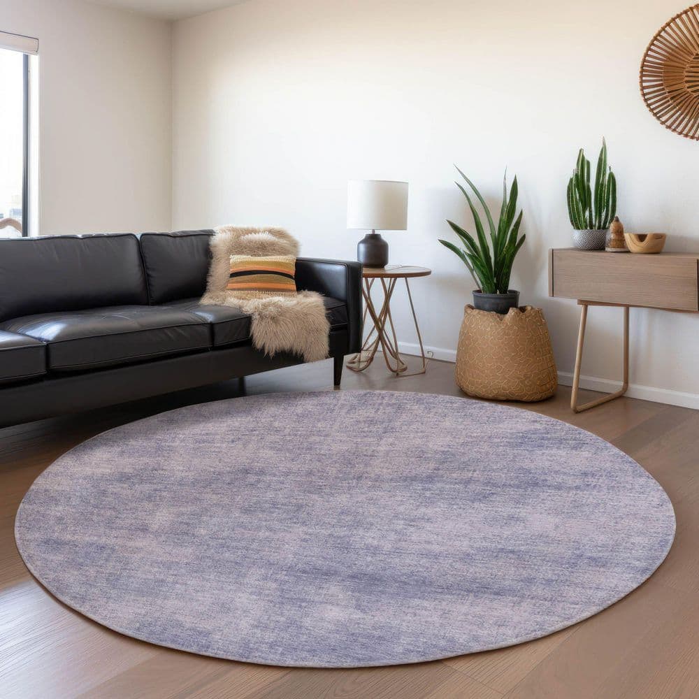 Mayfield Premium Machine Washable Abstract AMF1018 Purple 8 ft. x 8 ft. Round Rug price history on PriceWatchPro