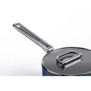 Blue Aluminum Non-Stick 10-Piece Cookware Set with Folding Handles
