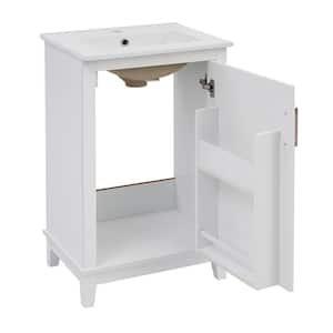 20 in. W x 15.5 in. D x 33.3 in. H Single Sink Freestanding Bath Vanity in White with White Ceramic Top