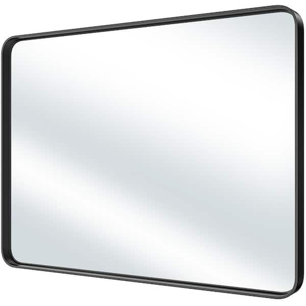 Tatahance Black 30 in W x 40 in. H Rectangle Aluminum Alloy Framed Wall Mirror