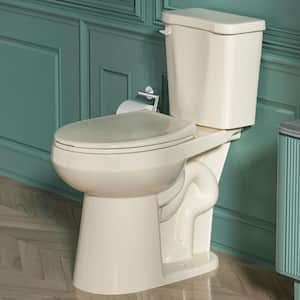 20 in. ADA Height Toilet 2-Piece 1.28 GPF Single Flush Round Heightened Toilet in Bone Soft-Close Seat 12 in. Rough in