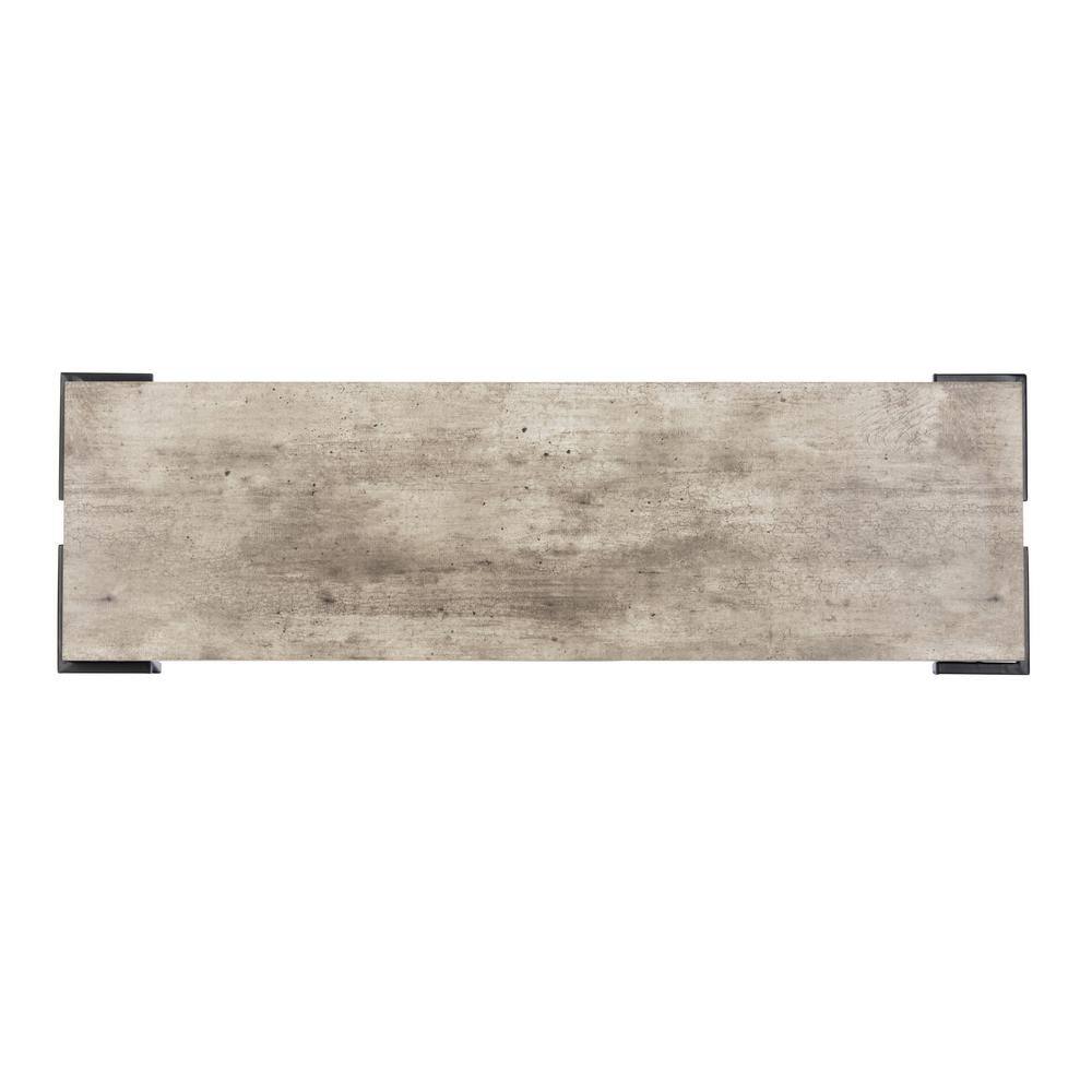 Lux Transitional Black & White Rectangular Console Table with Iron Legs
