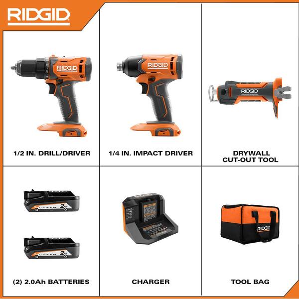 RIDGID 18V Cordless 3-Tool Combo Kit 