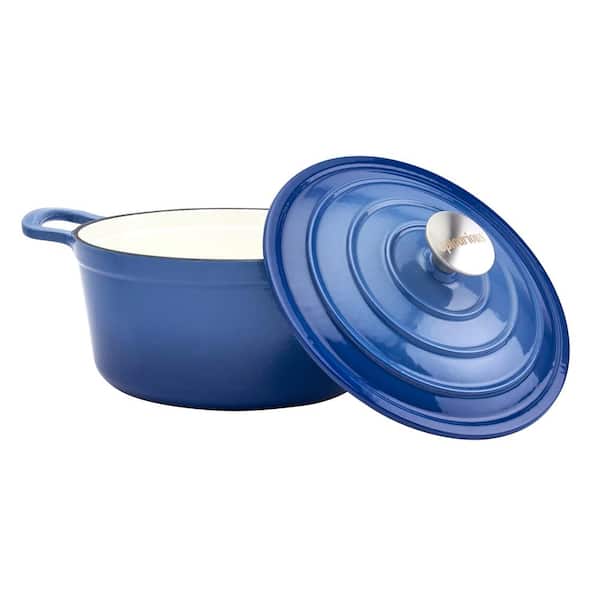 Chasseur French Enameled Cast Iron Round Dutch Oven, 4.2-Quart, Quartz Blue  - Perfect for Slow Cooking and High-Temperature Searing in the Cooking Pots  department at