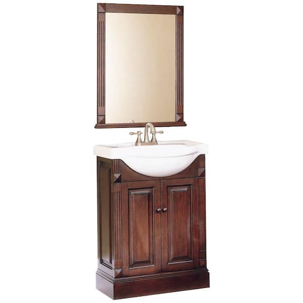 Home Decorators Collection Salerno 25 in. W Bath Vanity in Espresso with Porcelain Vanity Top and Mirror