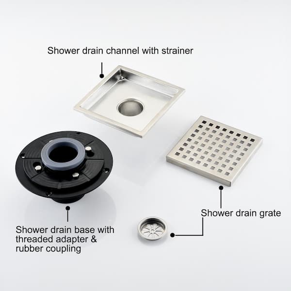 Stainless Steel Square Drain Hole Shower Hair Catcher Filter