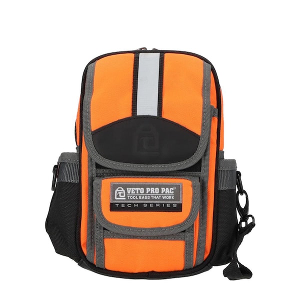 8 in. Small Hi-Viz Orange Nylon Tool Pouch with Pen Knife Pliers Screwdriver Wrench Utility Knife Holder