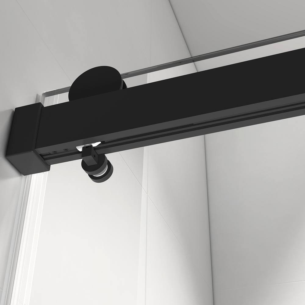 60'' Matte Black Frameless Sliding Shower Door with Clear Glass