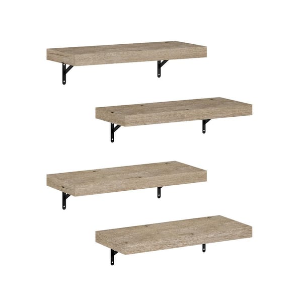 Furinno Tanna 1.65 in. Tall Natural Wood Floating Bookcase (Set of 4)