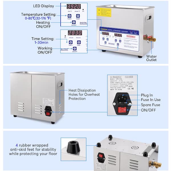 3.2L Jewelry Cleaner 110-Volt Professional Ultrasonic Cleaner with Heater and Timer (Basket Included)