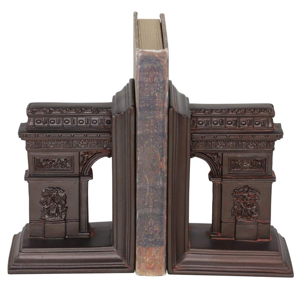 Rustic Art Deco Arc de Triomphe Ceramic Bookends Set