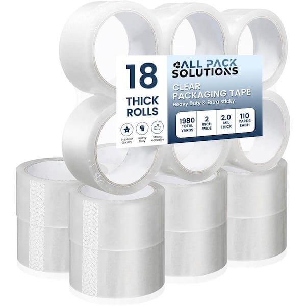 2 in. x 110 yds. Thick Clear Heavy Duty Packaging Tape for Moving Shipping (18-Pack)